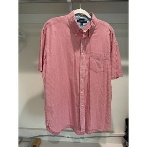 Tommy Hilfiger Men's Short Sleeve‎ Plaid Button Down Red Size XL